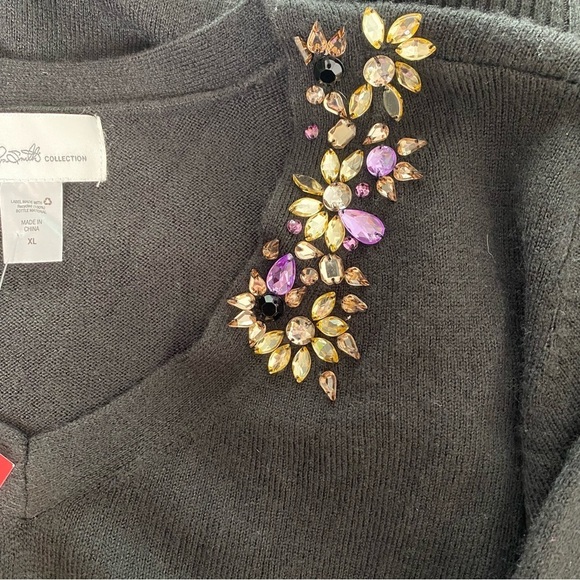 Jaclyn Smith Collection Embellished Rhinestone Sweater - Picture 9 of 10